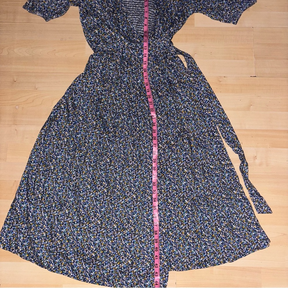 Wrap Midi Dress Old Navy Waist Defined Small Floral Cottagecore Smocked Prairie - Picture 10 of 10
